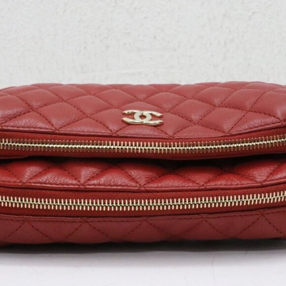 Chanel Quilted Lambskin Red Waist Bag Fanny Pack Gold Hardware 28373806 - Picture 7 of 16